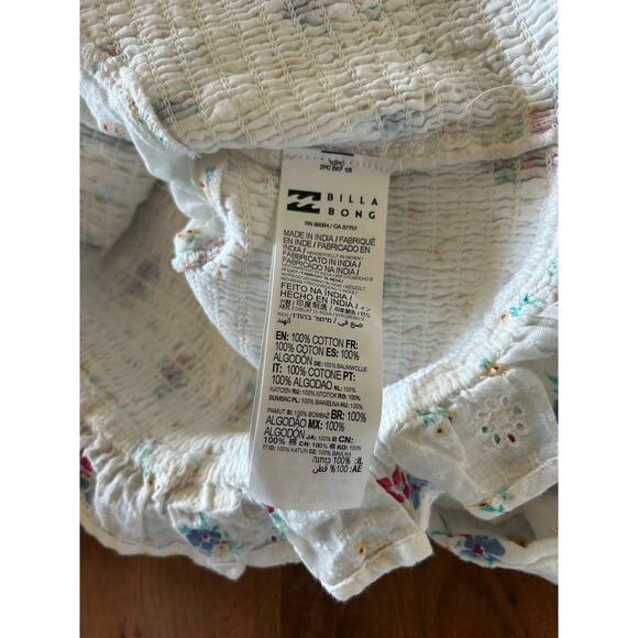 Billabong Wrangler Prairie Crop Top Womens M Floral Milkmaid Balloon Sleeve NWT - Picture 7 of 12